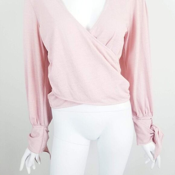 Topshop Wrap Front Tie Sleeve Boho Crop Top Small - Picture 3 of 6